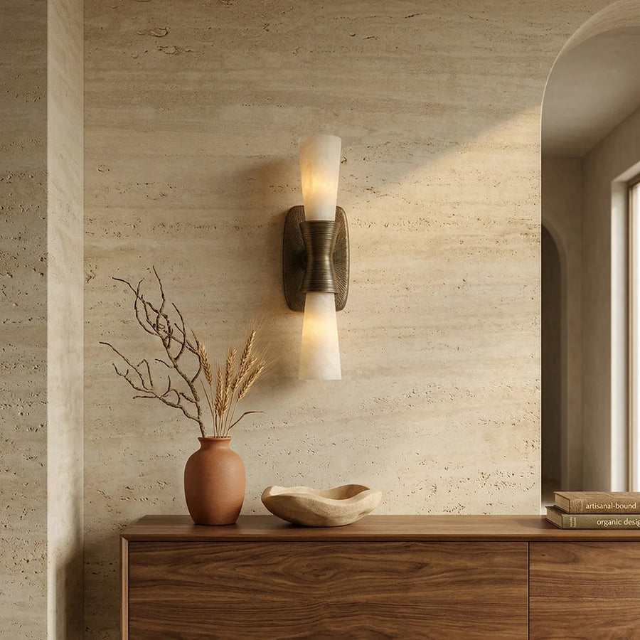 Twist Tapered Wall Sconce in alabaster for Hallway by AUVIELIGHT