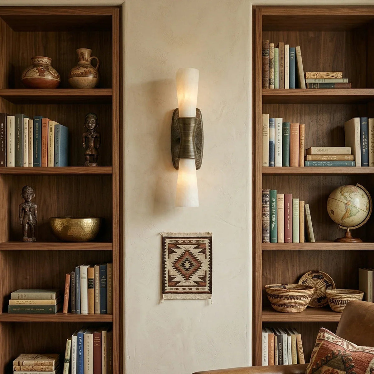 Twist Tapered Wall Sconce in alabaster for Hallway by AUVIELIGHT