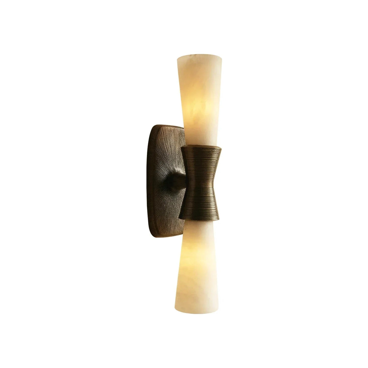 Twist Tapered Wall Sconce in alabaster for Hallway by AUVIELIGHT, 2 Head Dia 12cm x H 27cm / ∅ 4.7″ x H 10.6″ / Bronze & White