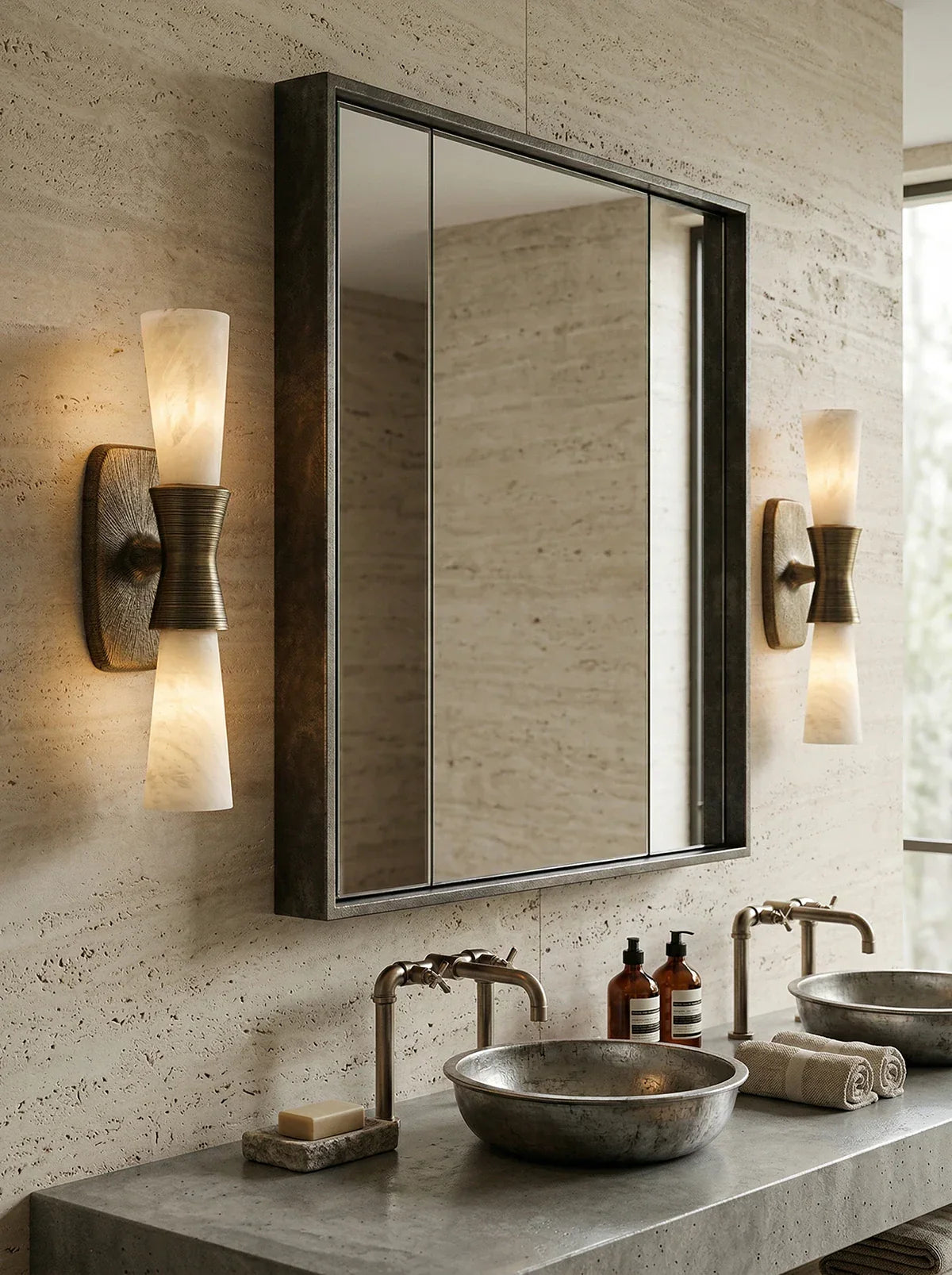 Twist Tapered Wall Sconce in alabaster for Hallway by AUVIELIGHT