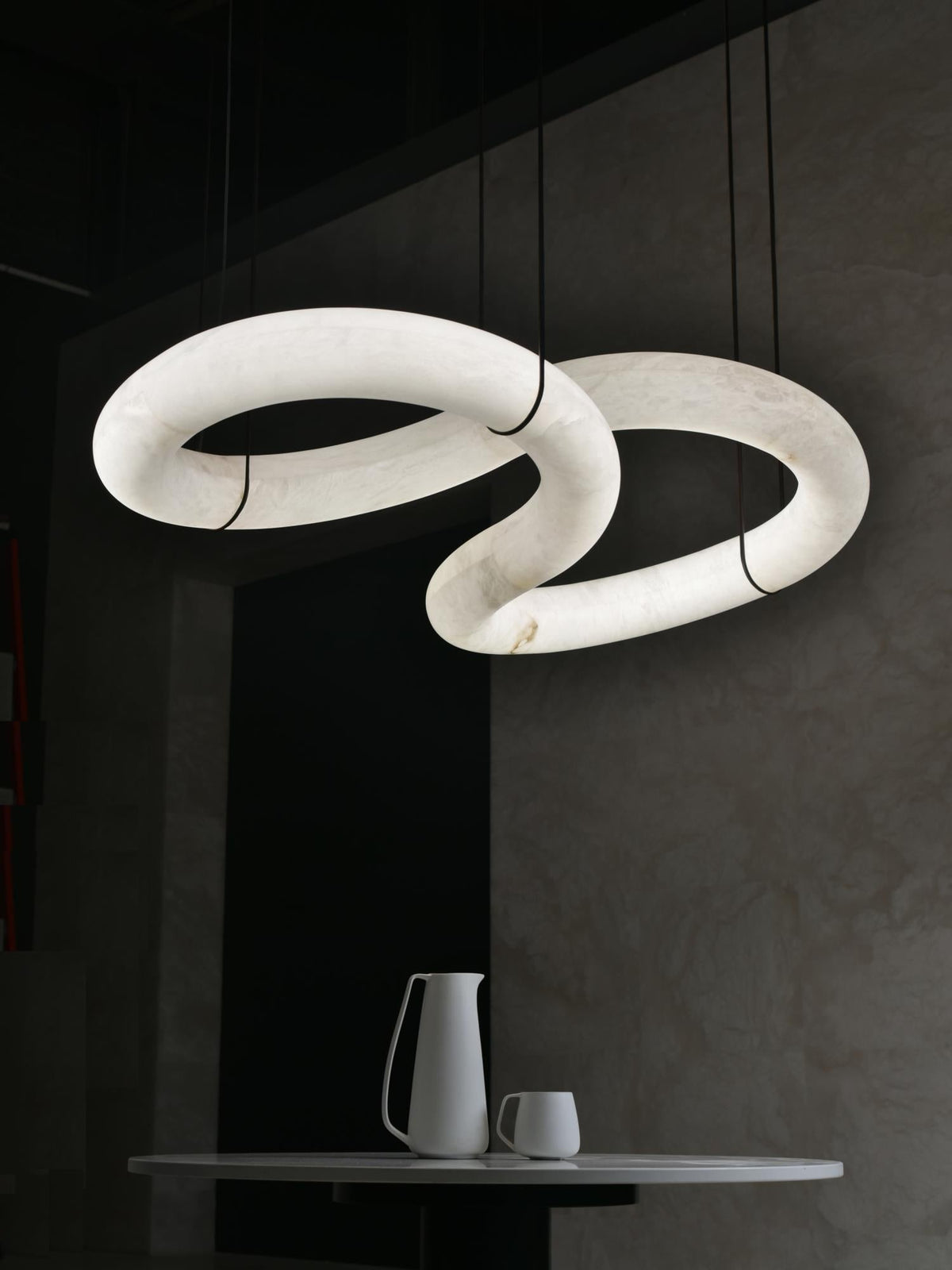 Twisted Ring Chandelier in alabaster for Dining Room by AUVIELIGHT