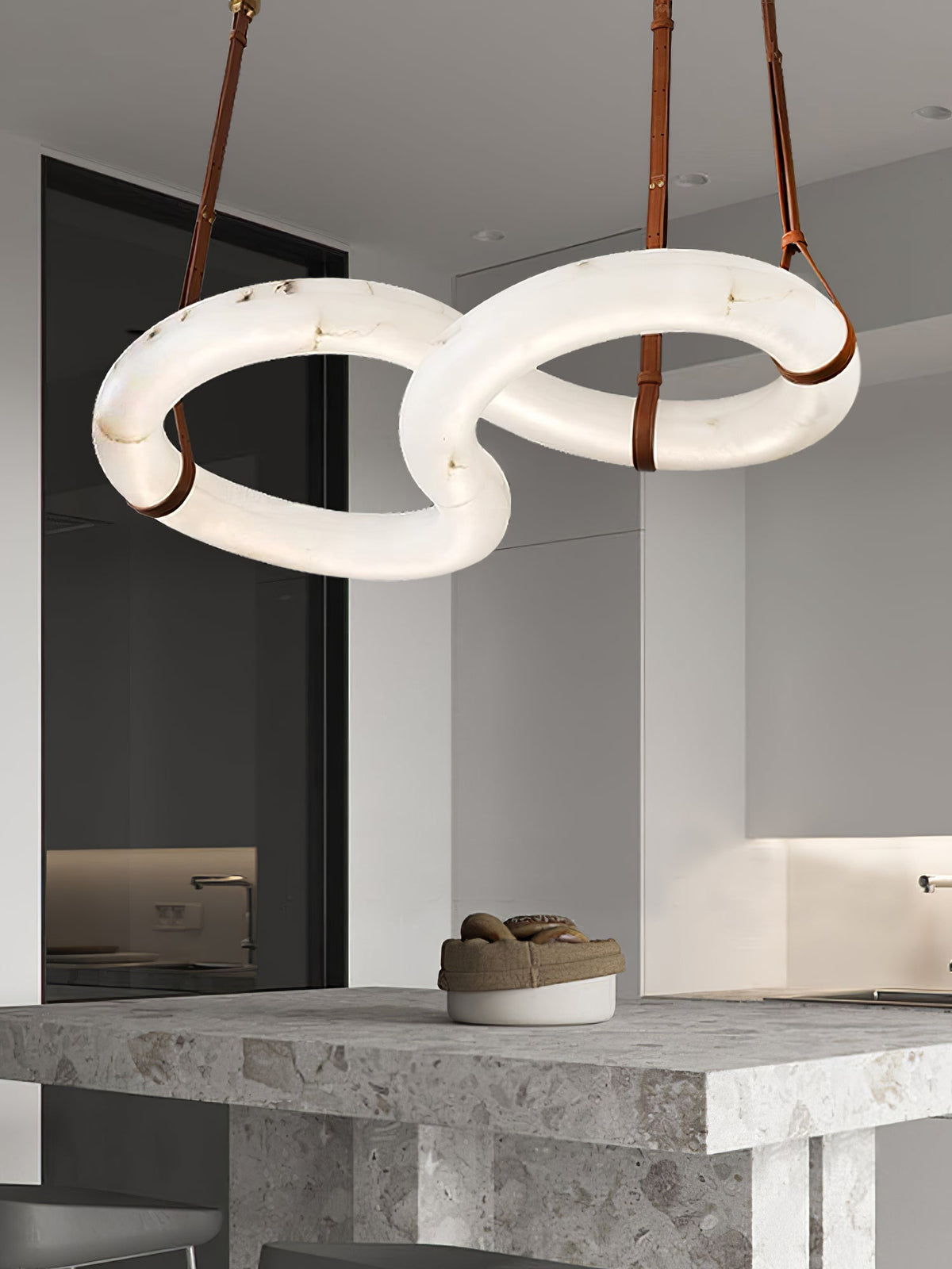 Twisted Ring Chandelier in alabaster for Dining Room by AUVIELIGHT