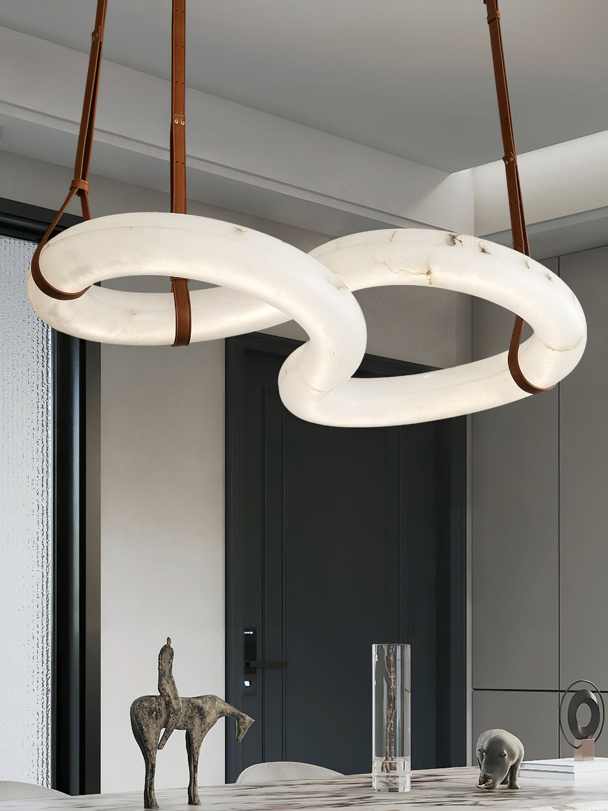 Twisted Ring Chandelier in alabaster for Dining Room by AUVIELIGHT