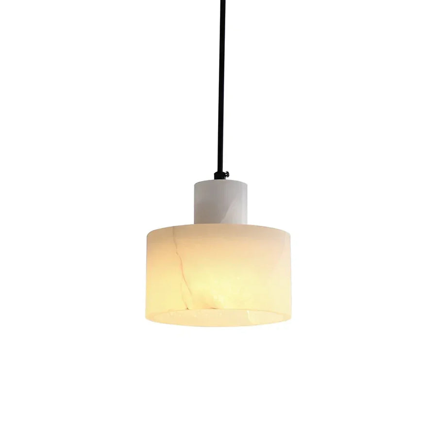 Two-Tier Drum Pendant Light in alabaster for Kitchen Island by AUVIELIGHT, Dia 14cm x H 14cm / ∅ 5.5″ x H 5.5″ / White and 1 other sizes