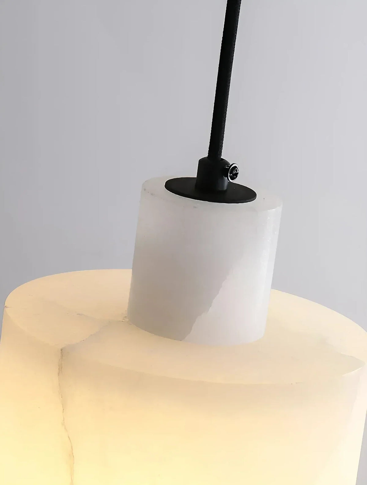 Two-Tier Drum Pendant Light in alabaster for Kitchen Island by AUVIELIGHT