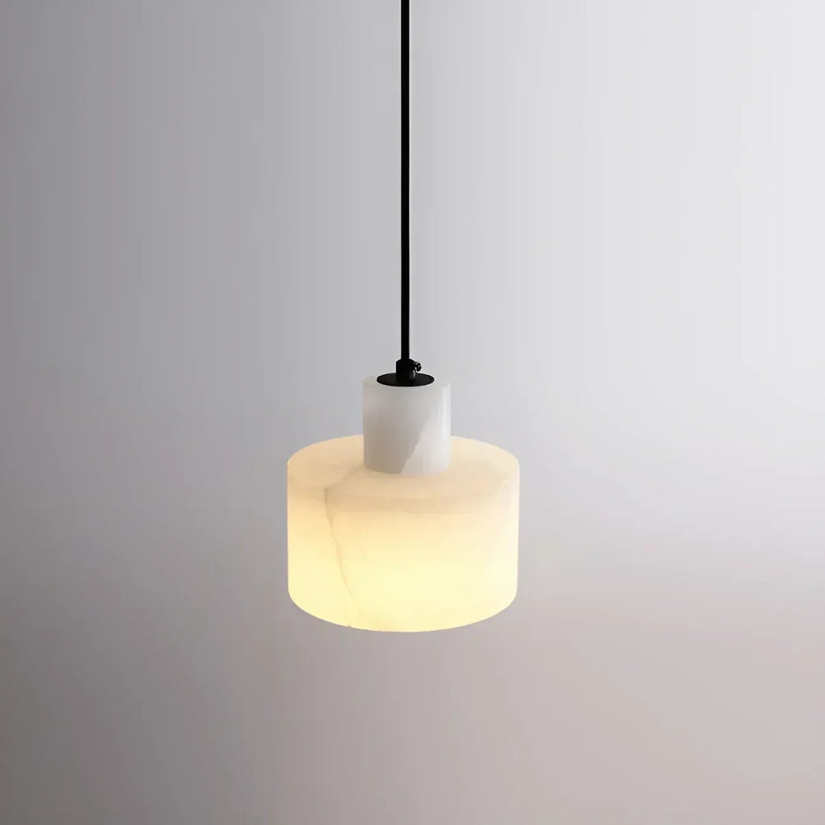 Two-Tier Drum Pendant Light in alabaster for Kitchen Island by AUVIELIGHT