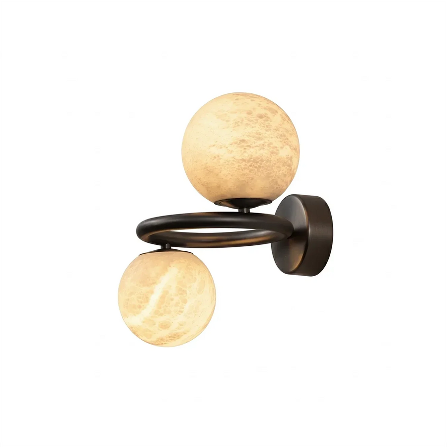 Globe Spherical Wall Sconce in alabaster for Hallway by AUVIELIGHT, W 30cm x H 28cm / W 11.8″ x H 11″ / White