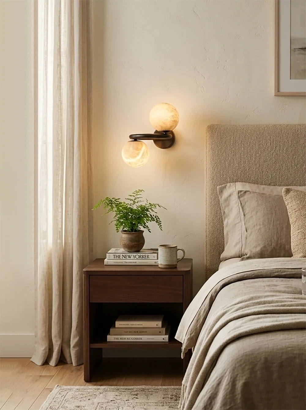 Globe Spherical Wall Sconce in alabaster for Hallway by AUVIELIGHT