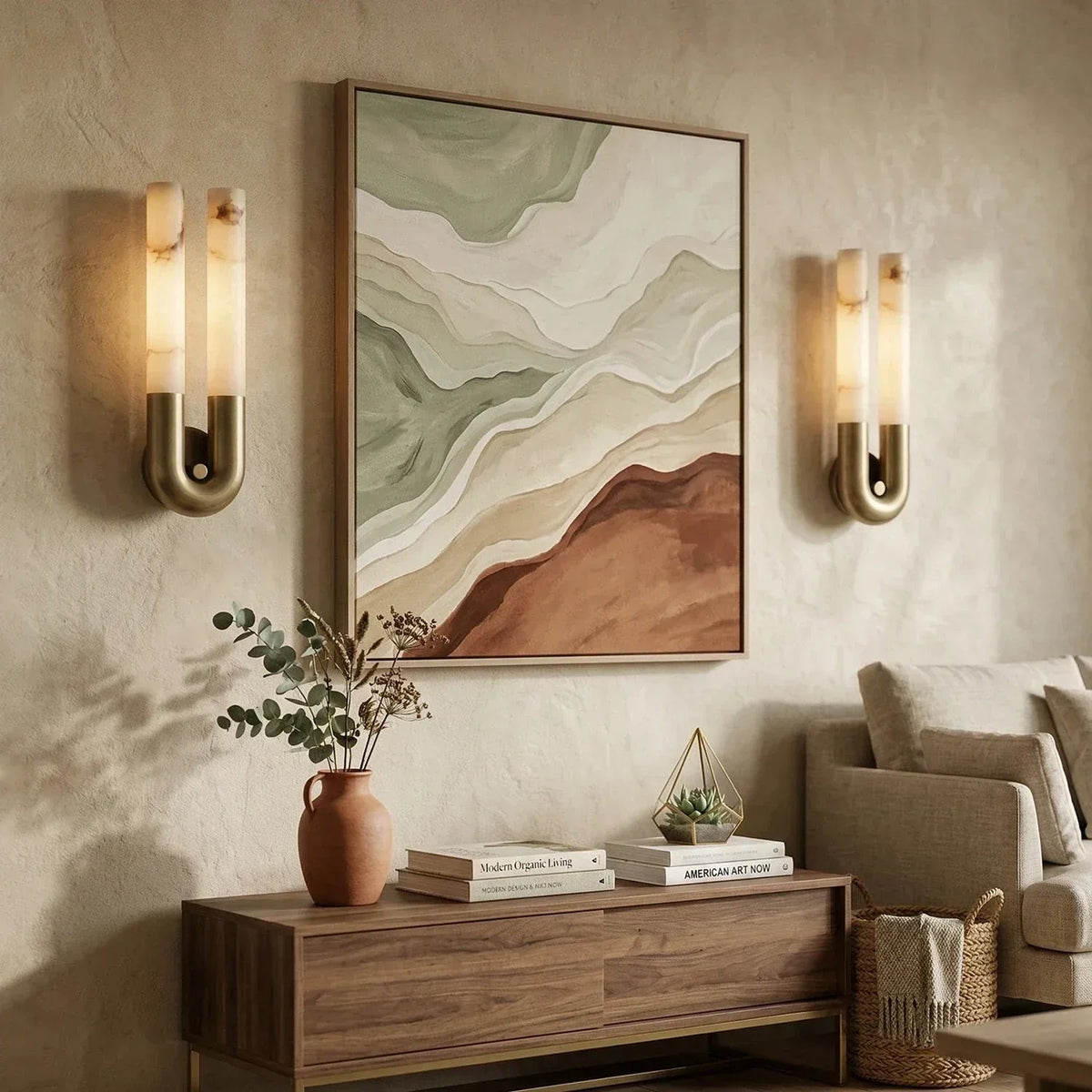 U-Shape Arch Wall Sconce in alabaster for Hallway by AUVIELIGHT