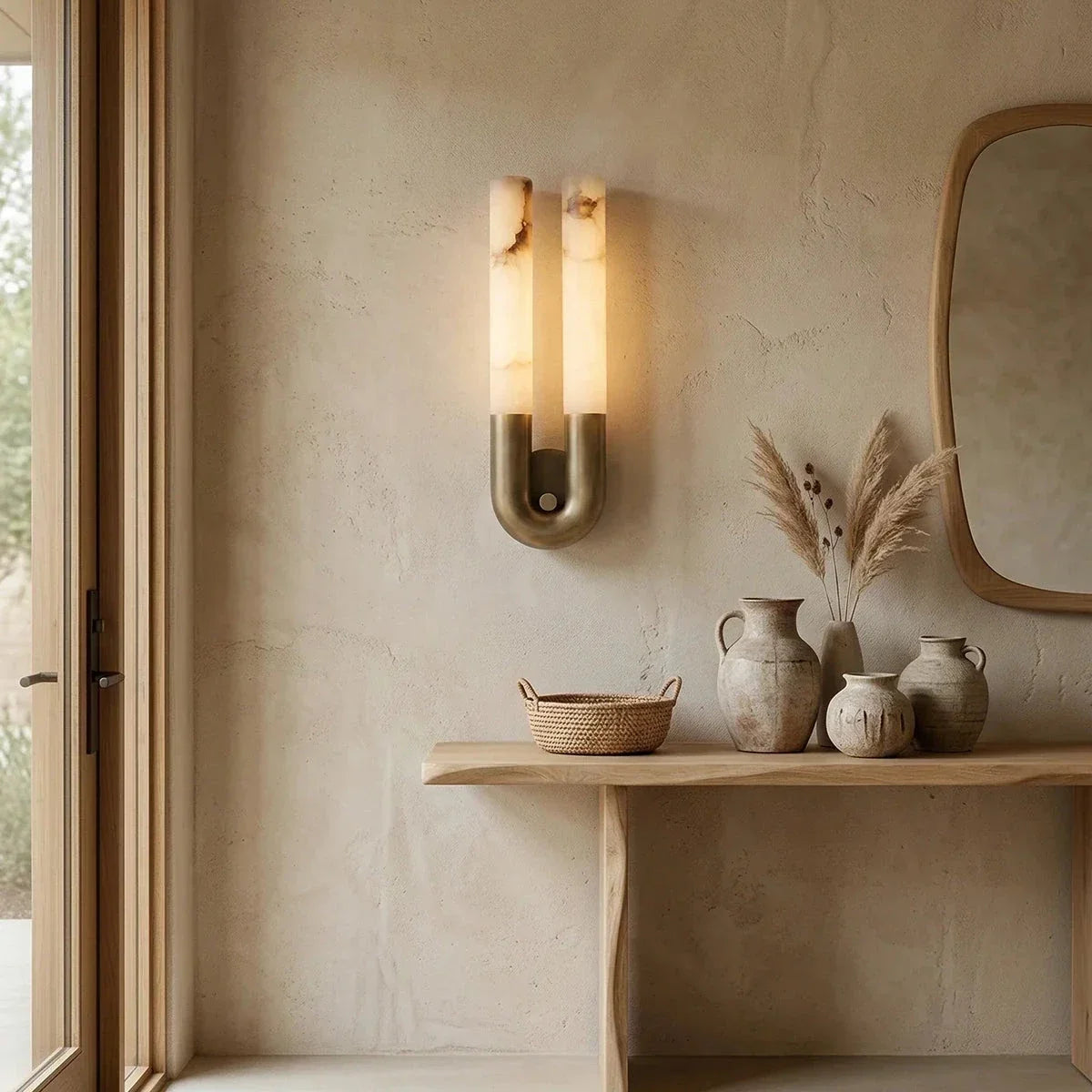 U-Shape Arch Wall Sconce in alabaster for Hallway by AUVIELIGHT