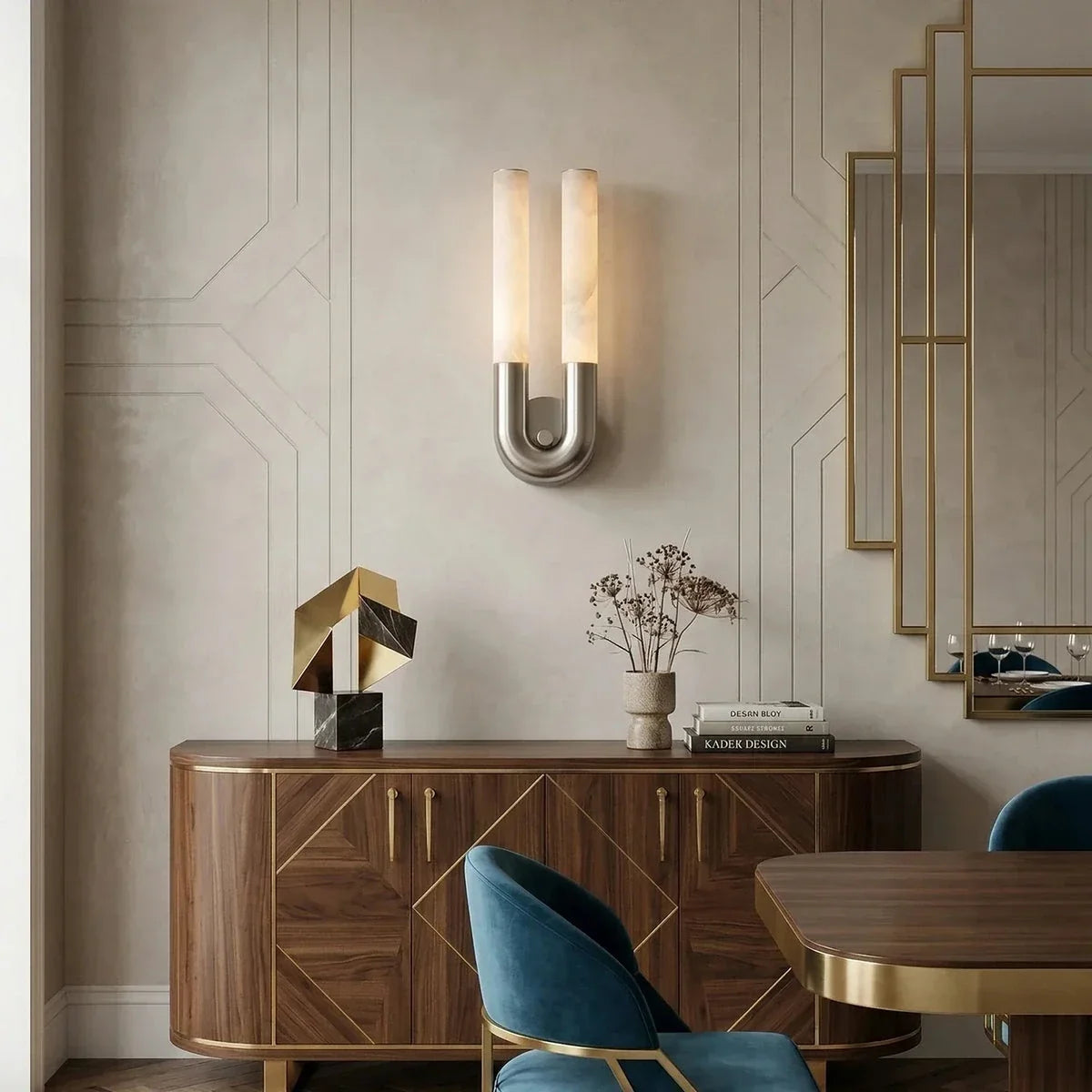 U-Shape Arch Wall Sconce in alabaster for Hallway by AUVIELIGHT