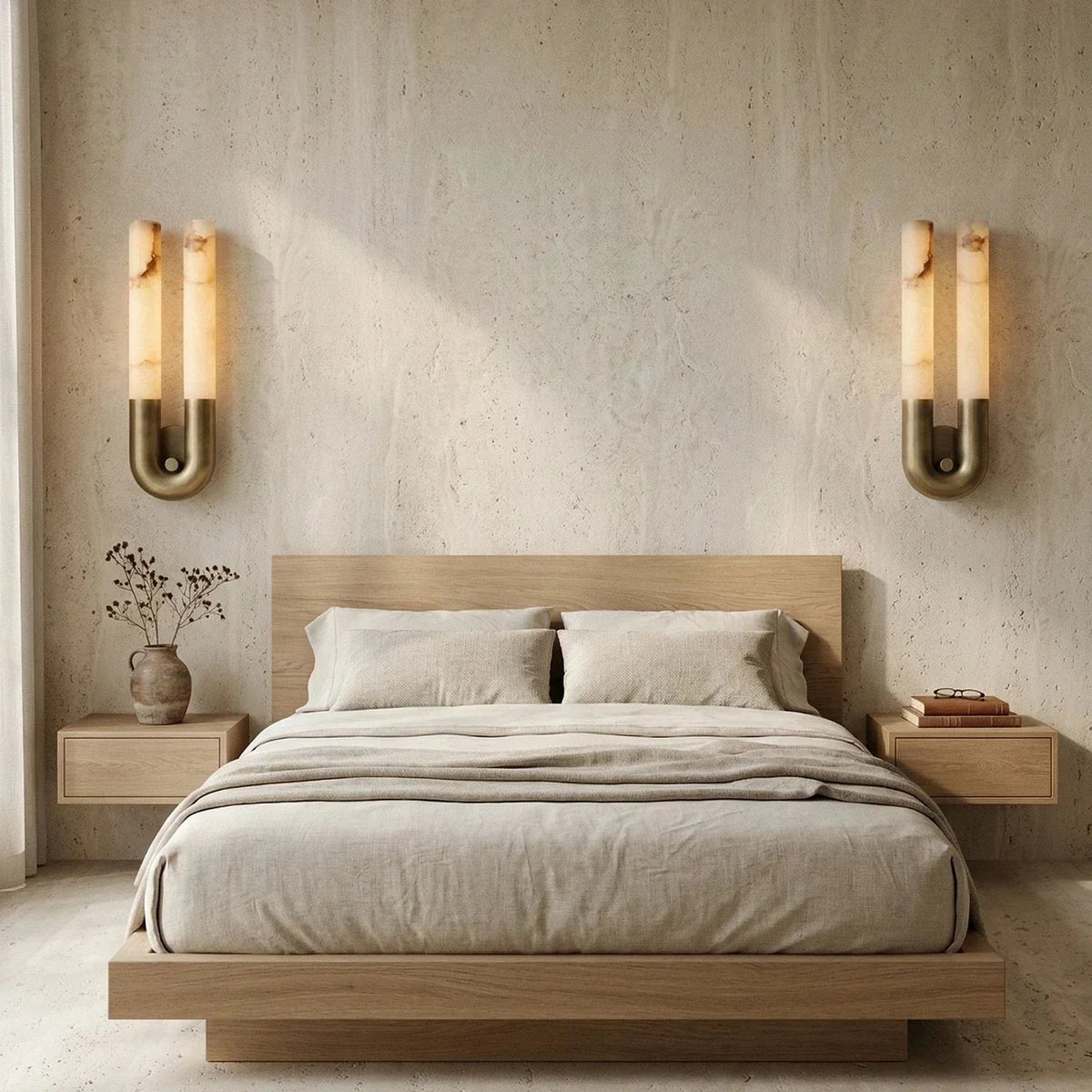 U-Shape Arch Wall Sconce in alabaster for Hallway by AUVIELIGHT