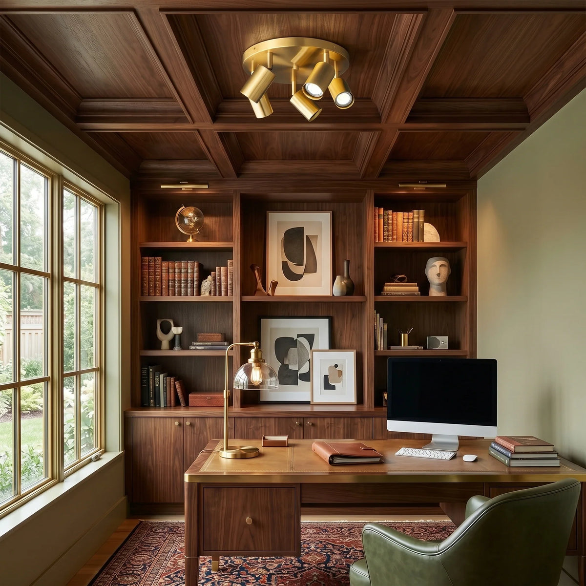 Vance Directional Flush Mount in brass for Low Ceilings by AUVIELIGHT