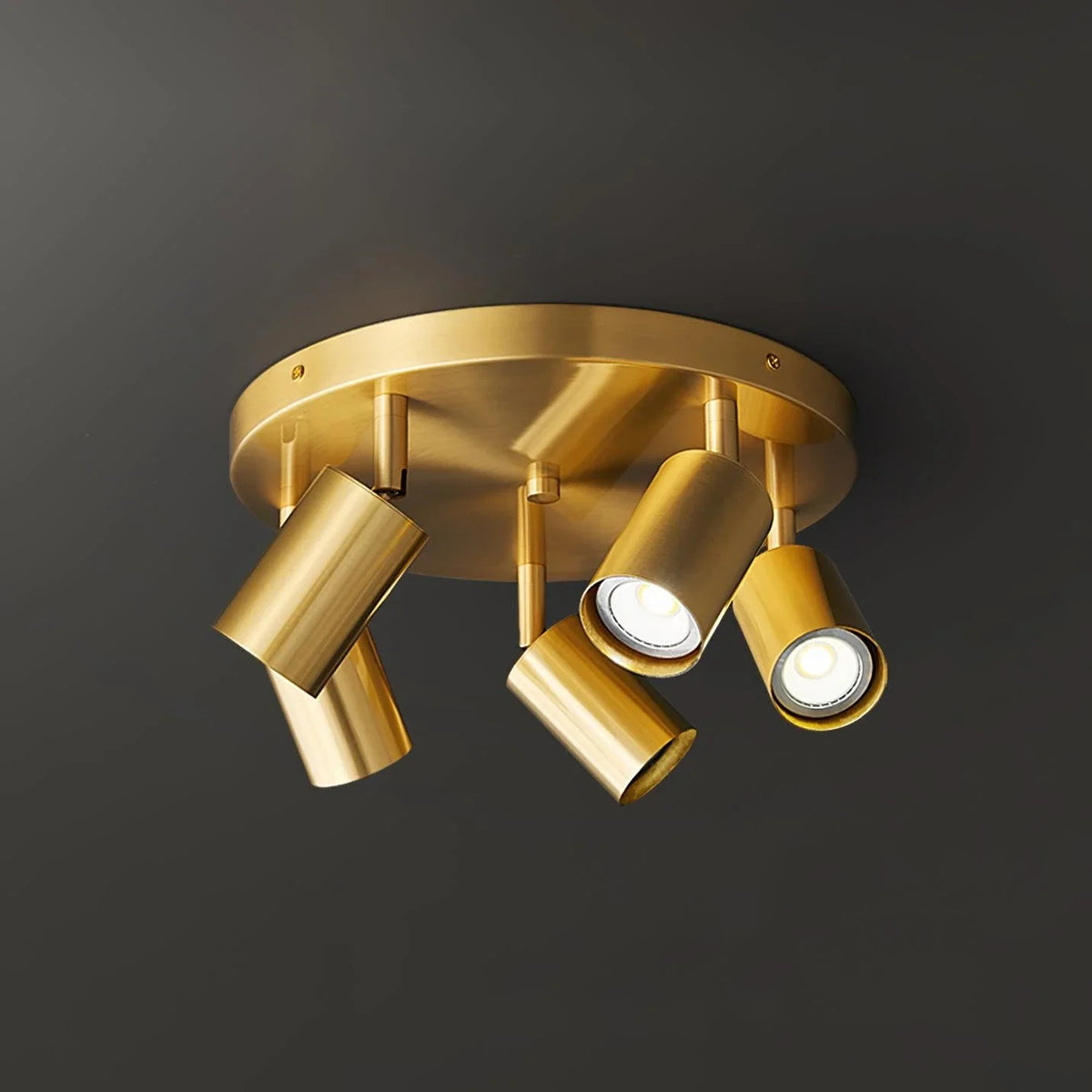 Vance Directional Flush Mount in brass for Low Ceilings by AUVIELIGHT, 5 heads ∅11.8" x H 5.9" /Dia 30cm x H 15cm / Brass