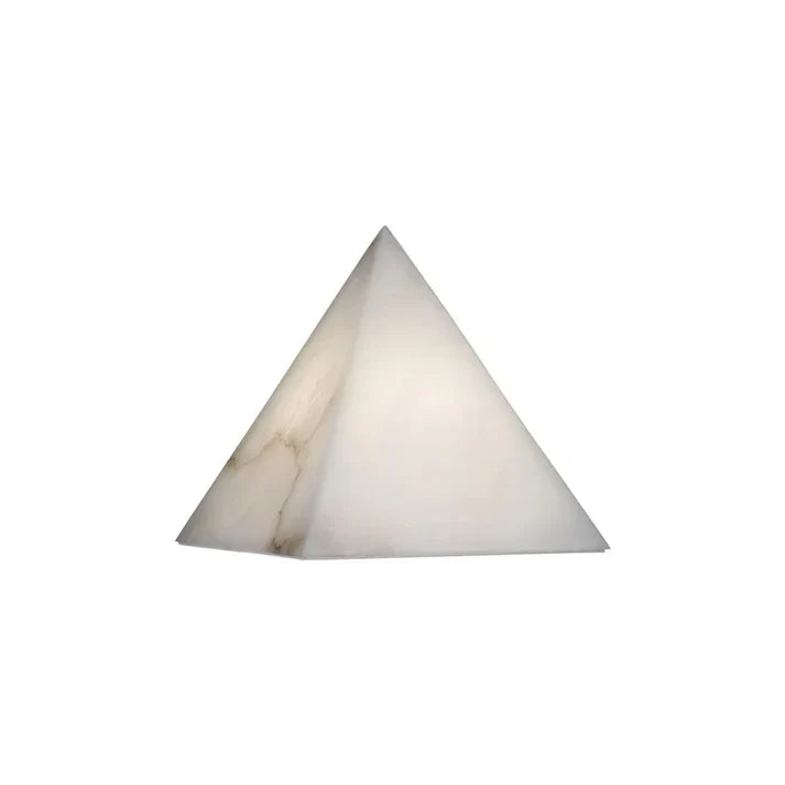 Veined Pyramid Table Lamp in alabaster for Living Room by AUVIELIGHT, D 20cm x H 20cm / ∅ 7.9″ x H 7.9″ / White / AU plug and 3 other sizes