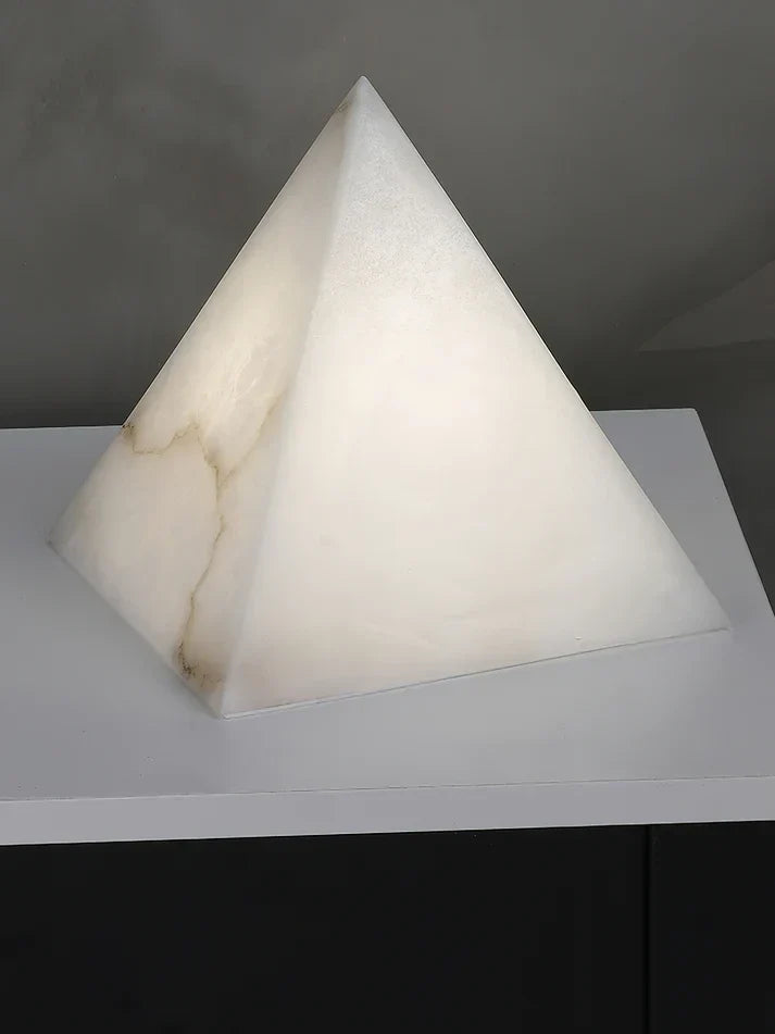 Veined Pyramid Table Lamp in alabaster for Living Room by AUVIELIGHT