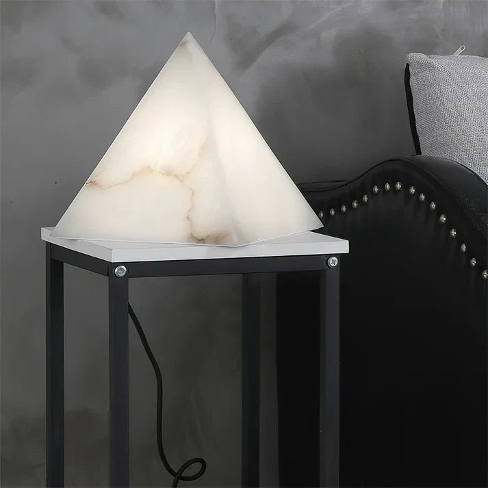 Veined Pyramid Table Lamp in alabaster for Living Room by AUVIELIGHT