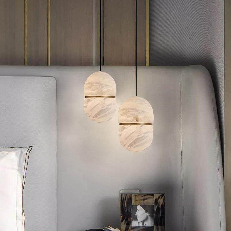 Velo Capsule Pendant Light in alabaster for Kitchen Island by AUVIELIGHT