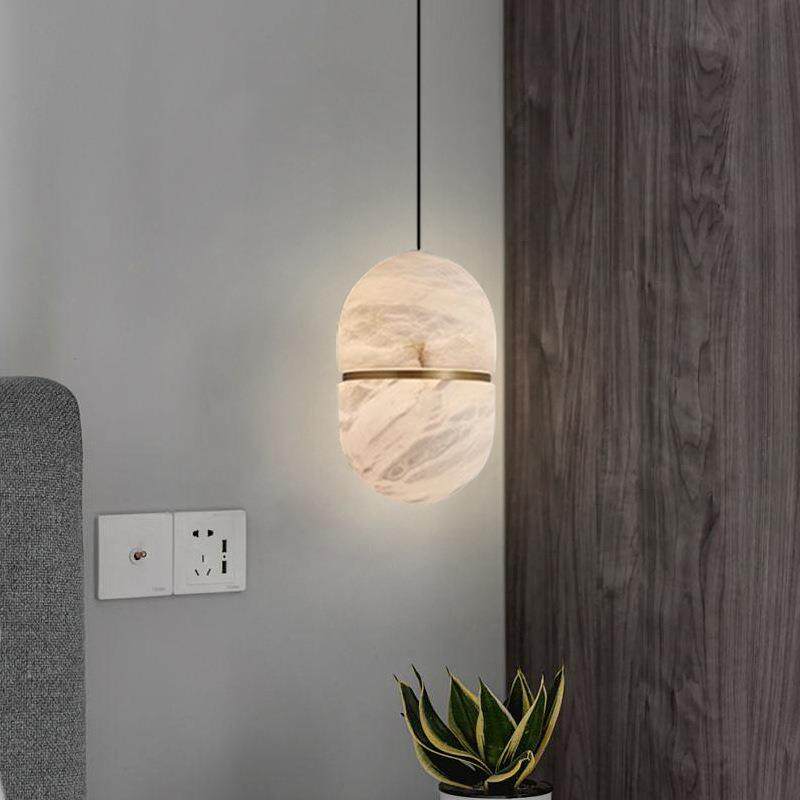 Velo Capsule Pendant Light in alabaster for Kitchen Island by AUVIELIGHT