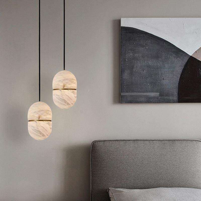 Velo Capsule Pendant Light in alabaster for Kitchen Island by AUVIELIGHT
