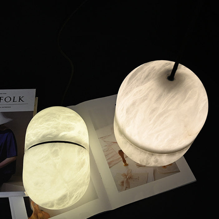 Velo Capsule Pendant Light in alabaster for Kitchen Island by AUVIELIGHT