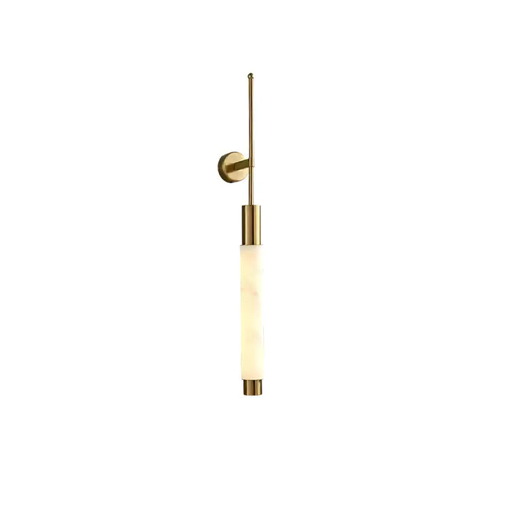 Verita Linear Wall Sconce in alabaster for Hallway by AUVIELIGHT, W 4.5"x H 32.3" / Gold & White / Warm Light