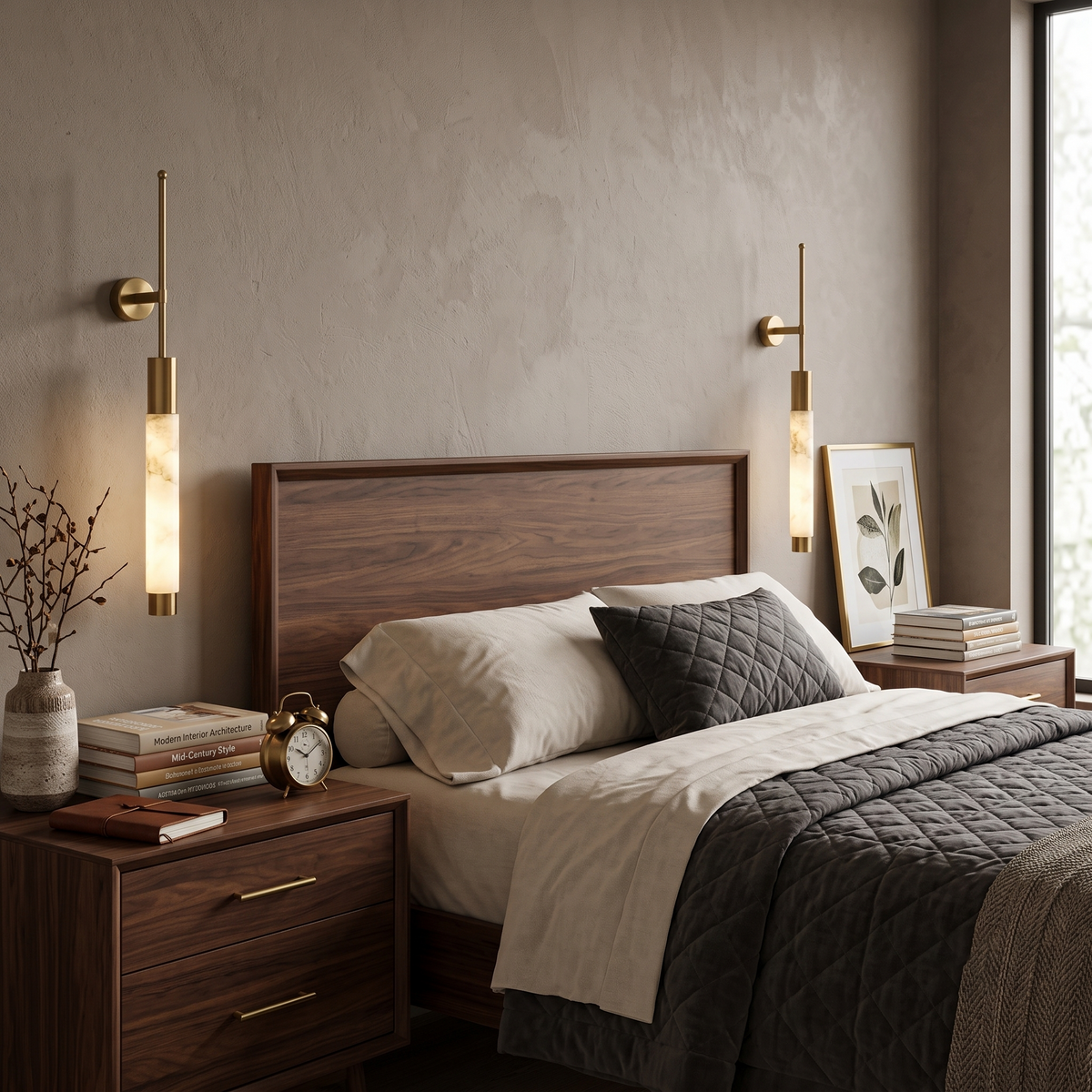 Verita Linear Wall Sconce in alabaster for Hallway by AUVIELIGHT