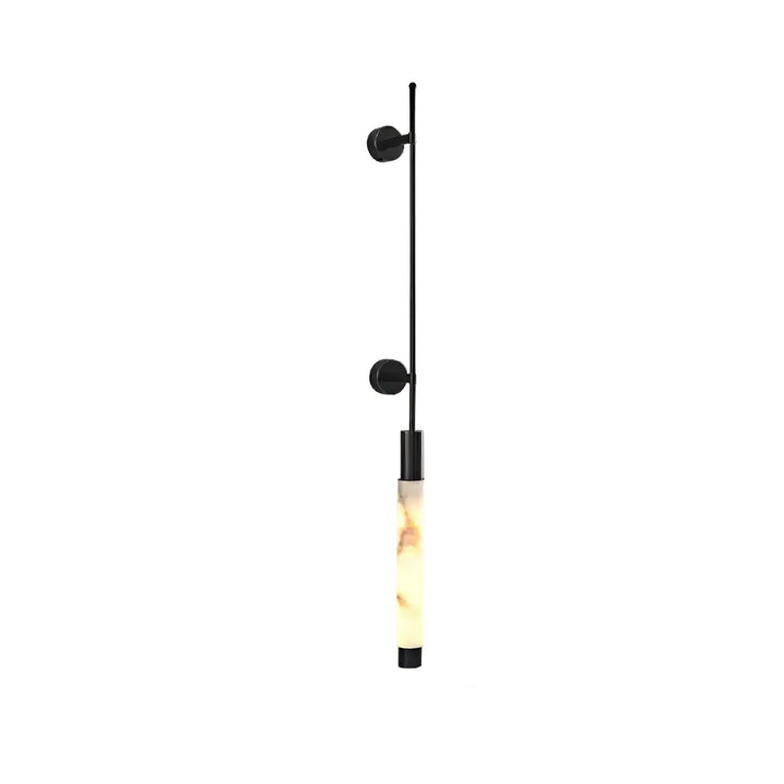 Verita Linear Wall Sconce in alabaster for Hallway by AUVIELIGHT, W 4.5”x H 50” / Black & White / Warm Light