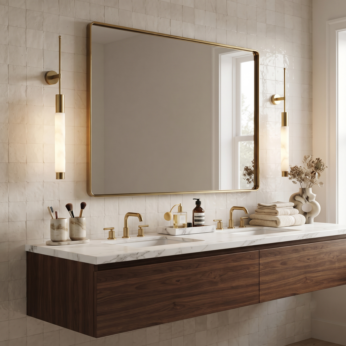 Verita Linear Wall Sconce in alabaster for Hallway by AUVIELIGHT