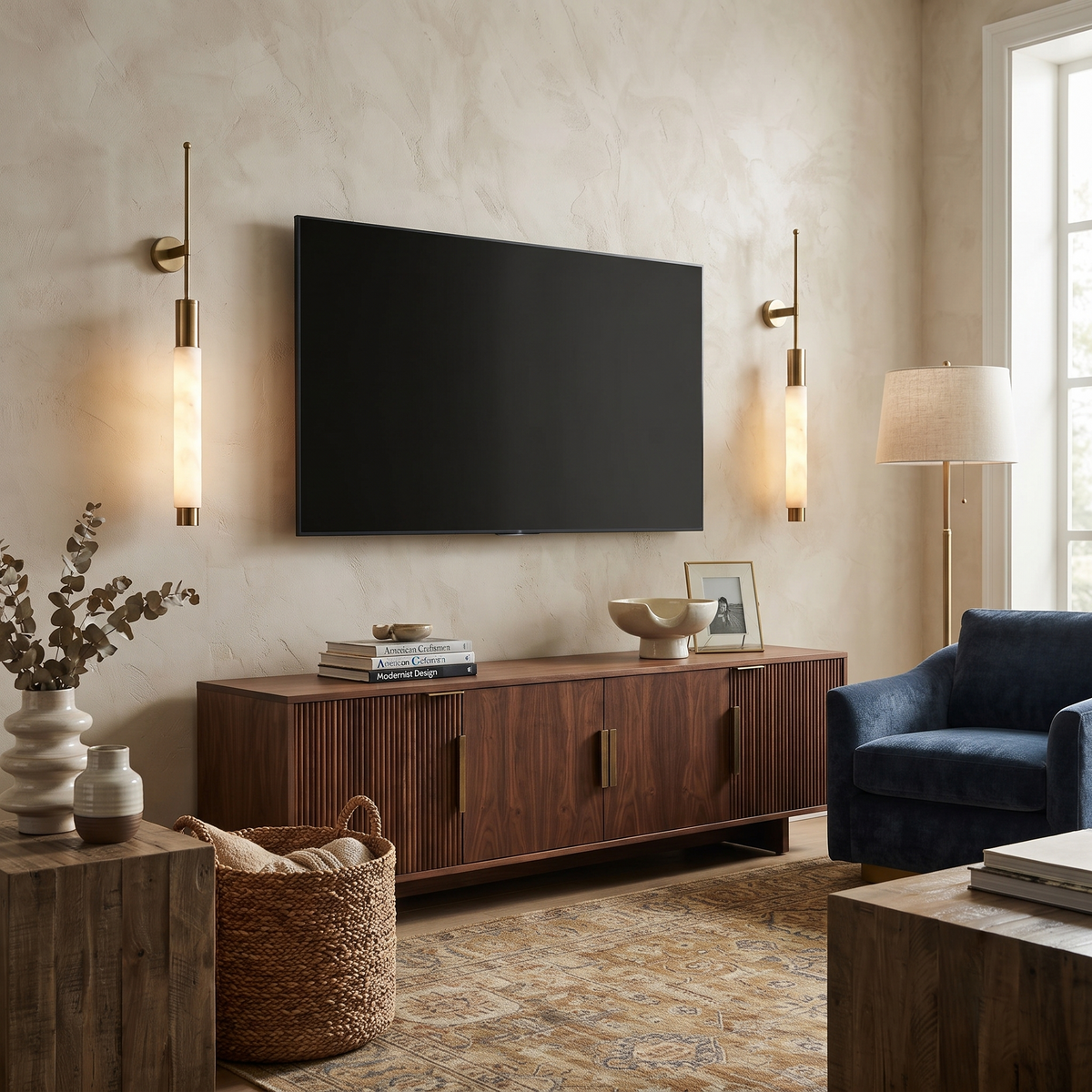 Verita Linear Wall Sconce in alabaster for Hallway by AUVIELIGHT