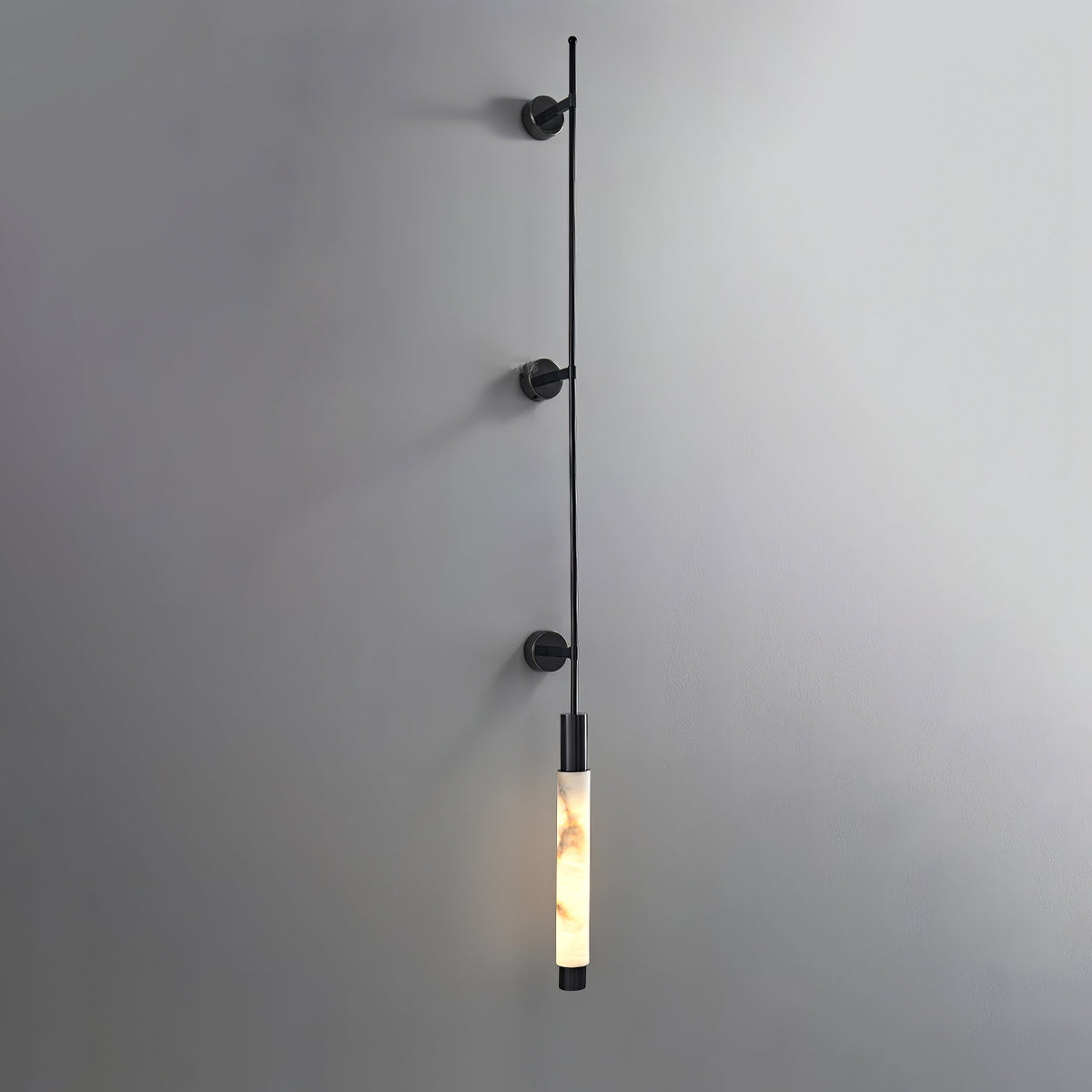 Verita Linear Wall Sconce in alabaster for Hallway by AUVIELIGHT, W 4.5"x H 70.5" / Black & White / Warm Light