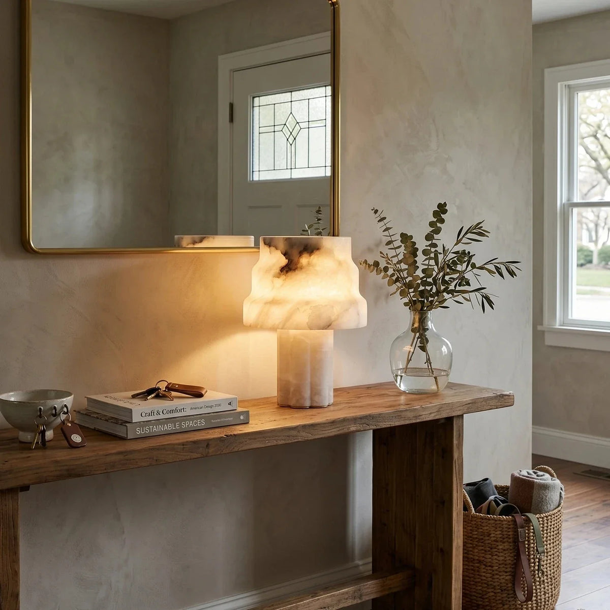 Verona Table Lamp in alabaster for Living Room by AUVIELIGHT
