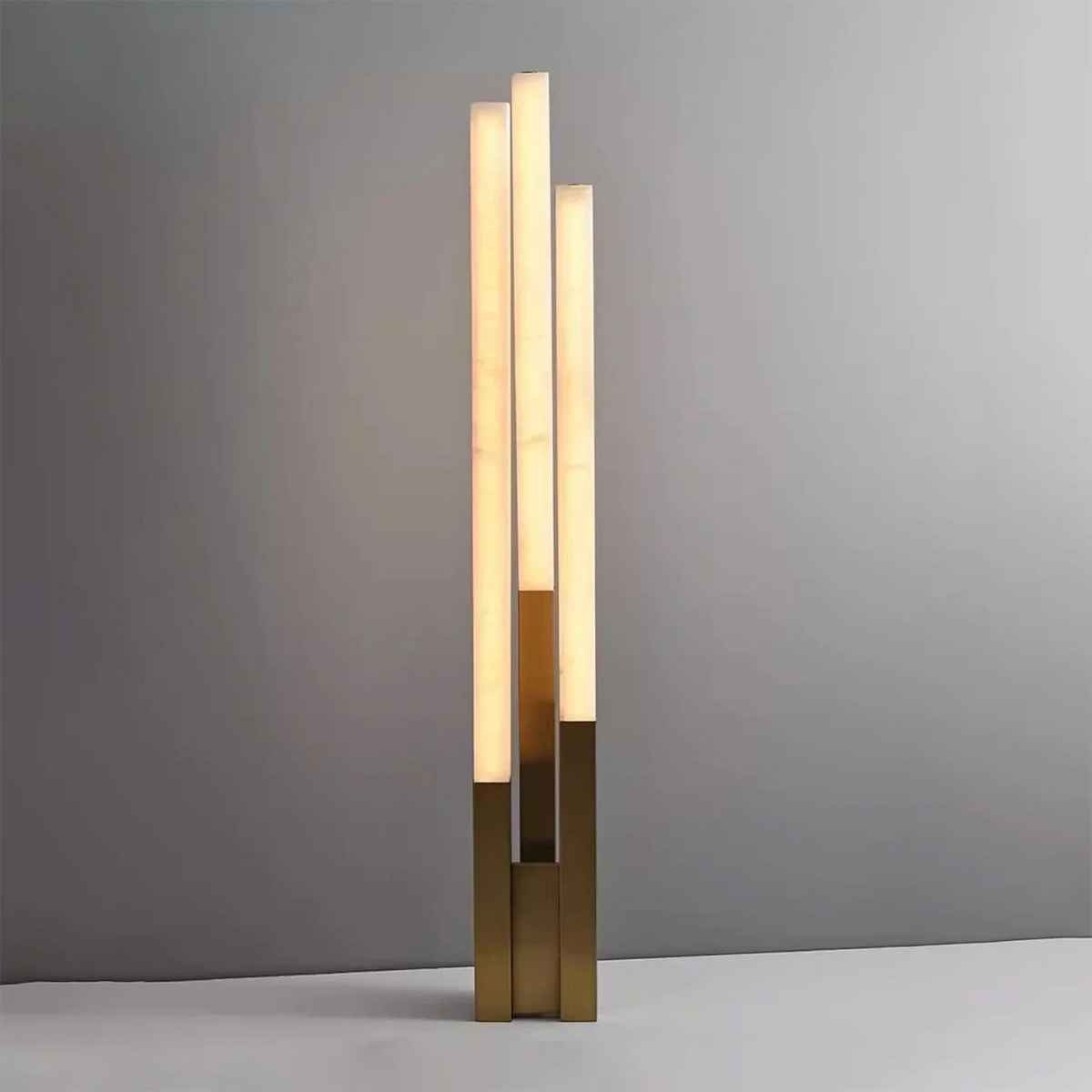 Vertical Geometric Floor Lamp in alabaster for Living Room by AUVIELIGHT