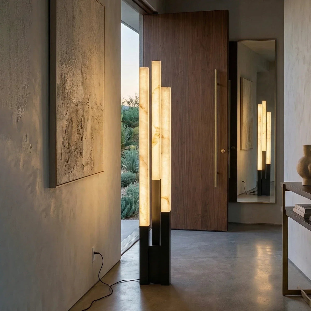 Vertical Geometric Floor Lamp in alabaster for Living Room by AUVIELIGHT
