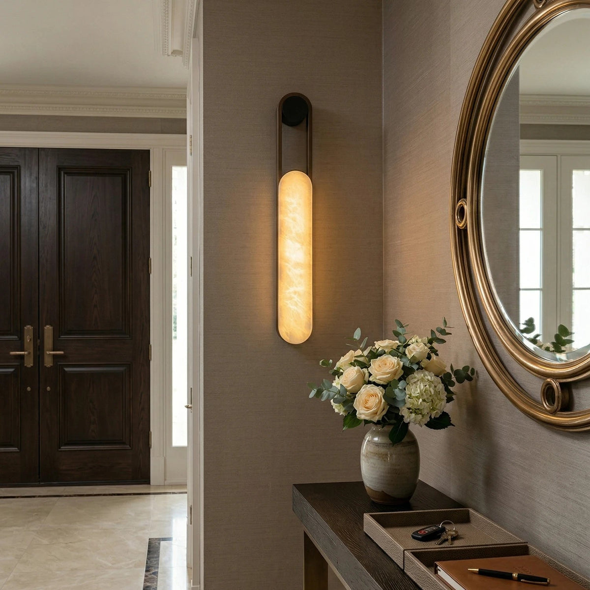 Handle Vertical Wall Light in alabaster for Hallway by AUVIELIGHT