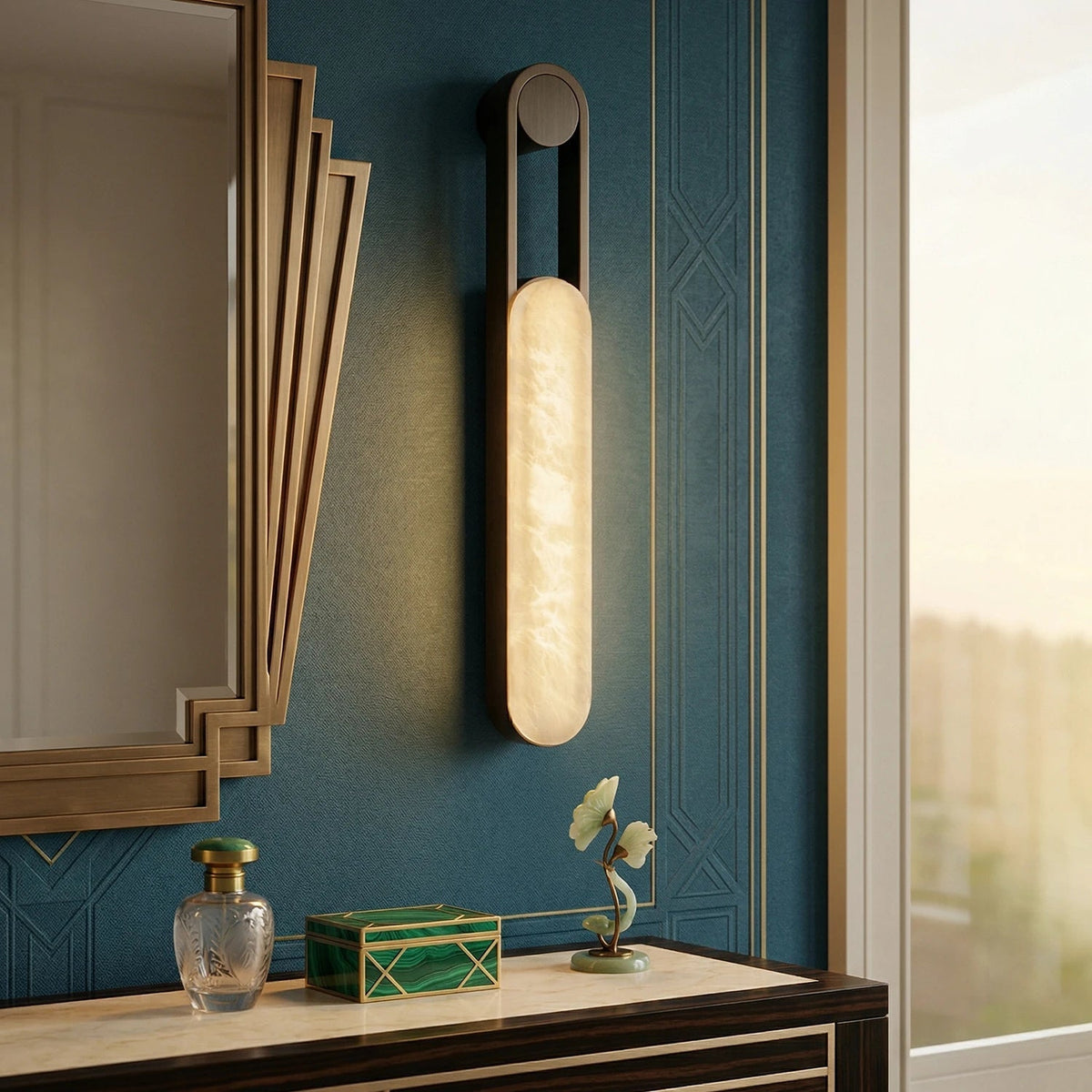Handle Vertical Wall Light in alabaster for Hallway by AUVIELIGHT