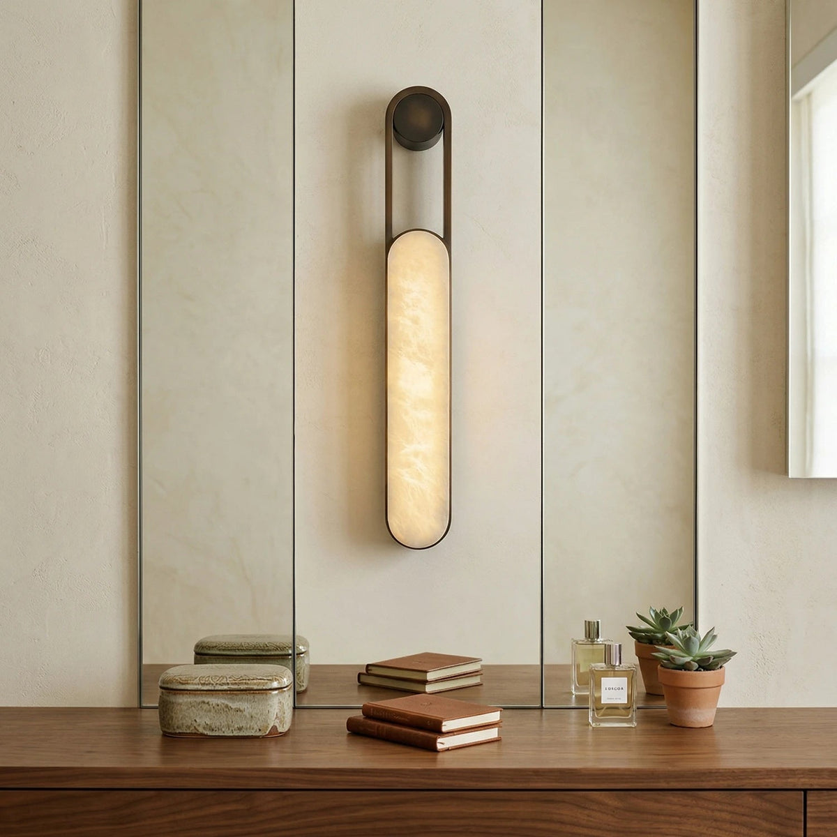 Handle Vertical Wall Light in alabaster for Hallway by AUVIELIGHT