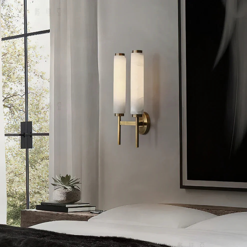 Vertical Wall Light in alabaster for Hallway by AUVIELIGHT