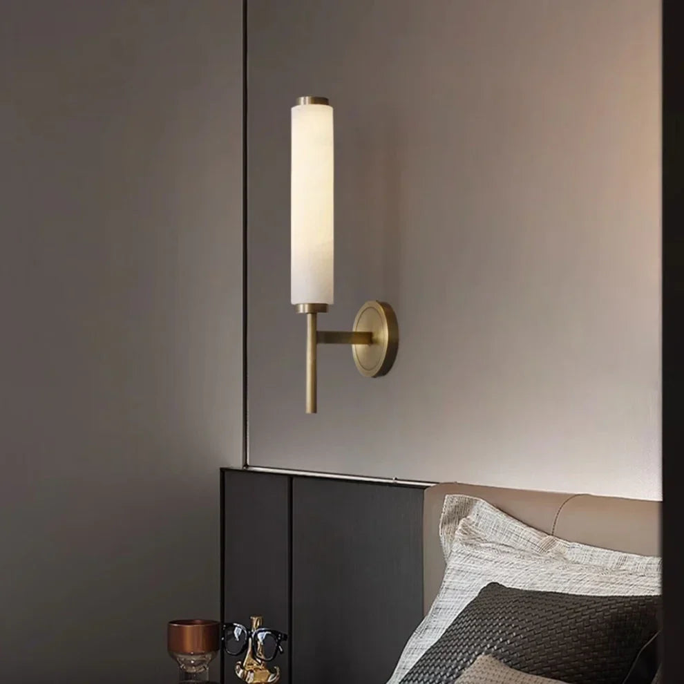 Vertical Wall Light in alabaster for Hallway by AUVIELIGHT
