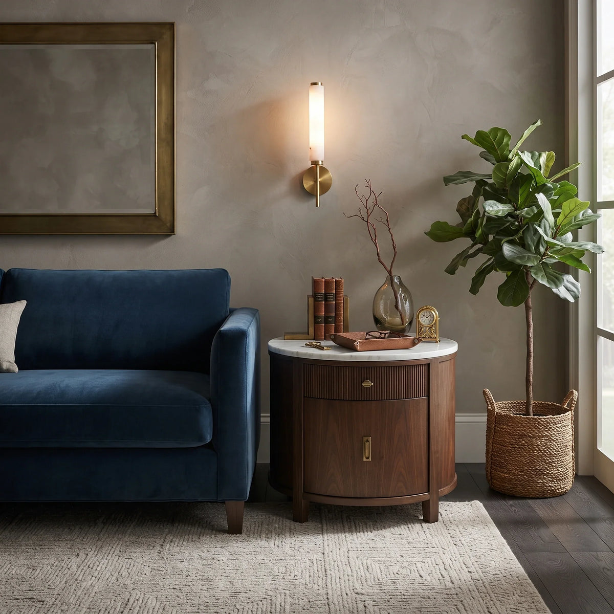 Vertical Wall Light in alabaster for Hallway by AUVIELIGHT