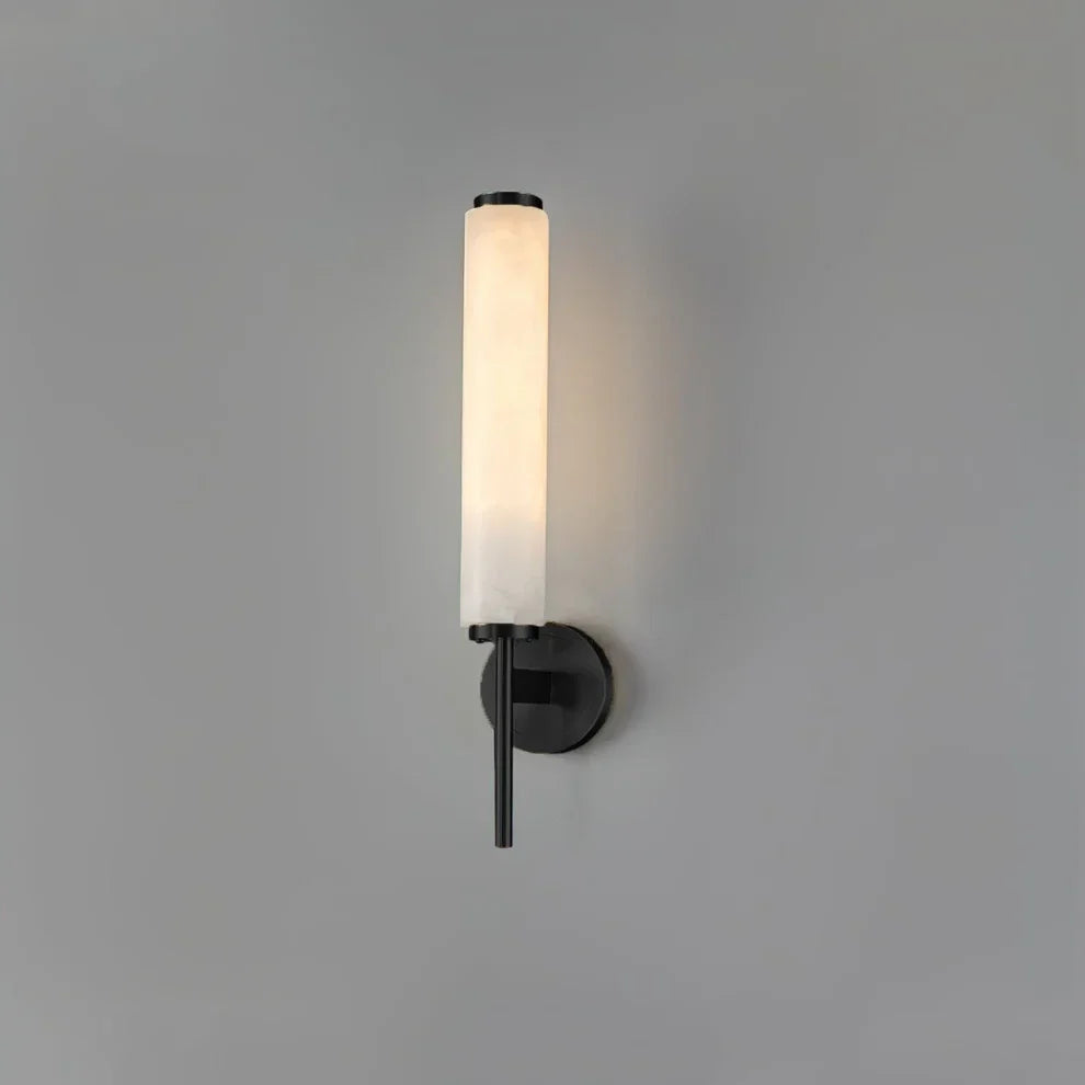 Vertical Wall Light in alabaster for Hallway by AUVIELIGHT, 1 head D 10cm x H 47cm / ∅ 3.9″ x H 18.5″ / Black＆White