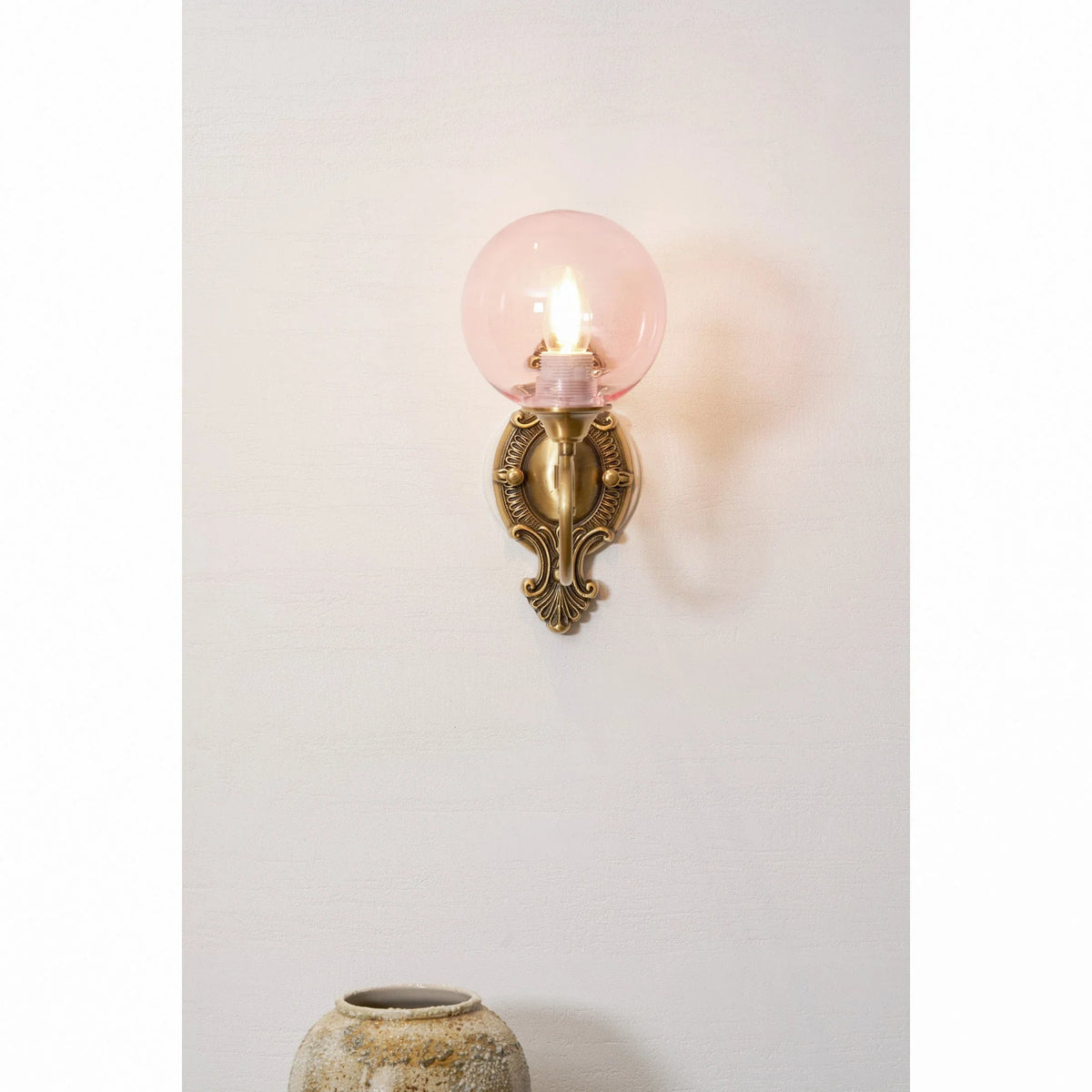 Victorian Wall Sconce in pink brass for Hallway by AUVIELIGHT