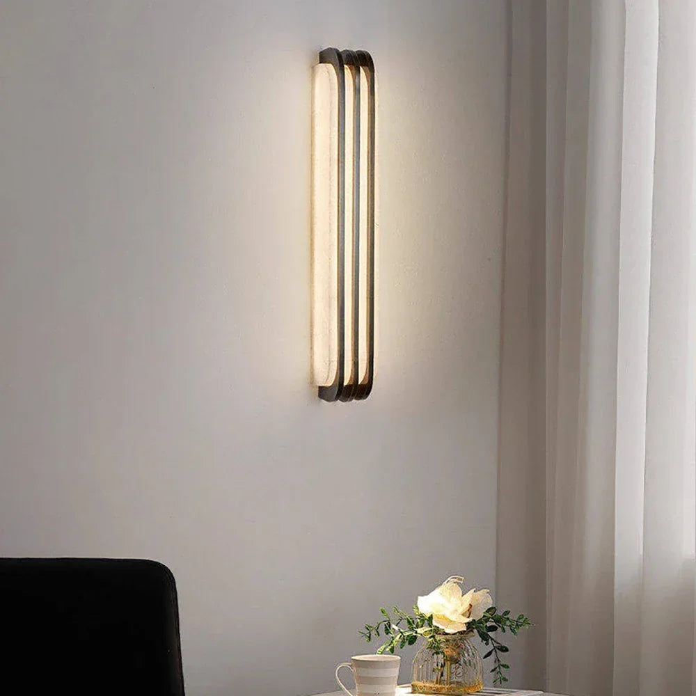 Virex Layered Wall Sconce in alabaster for Hallway by AUVIELIGHT