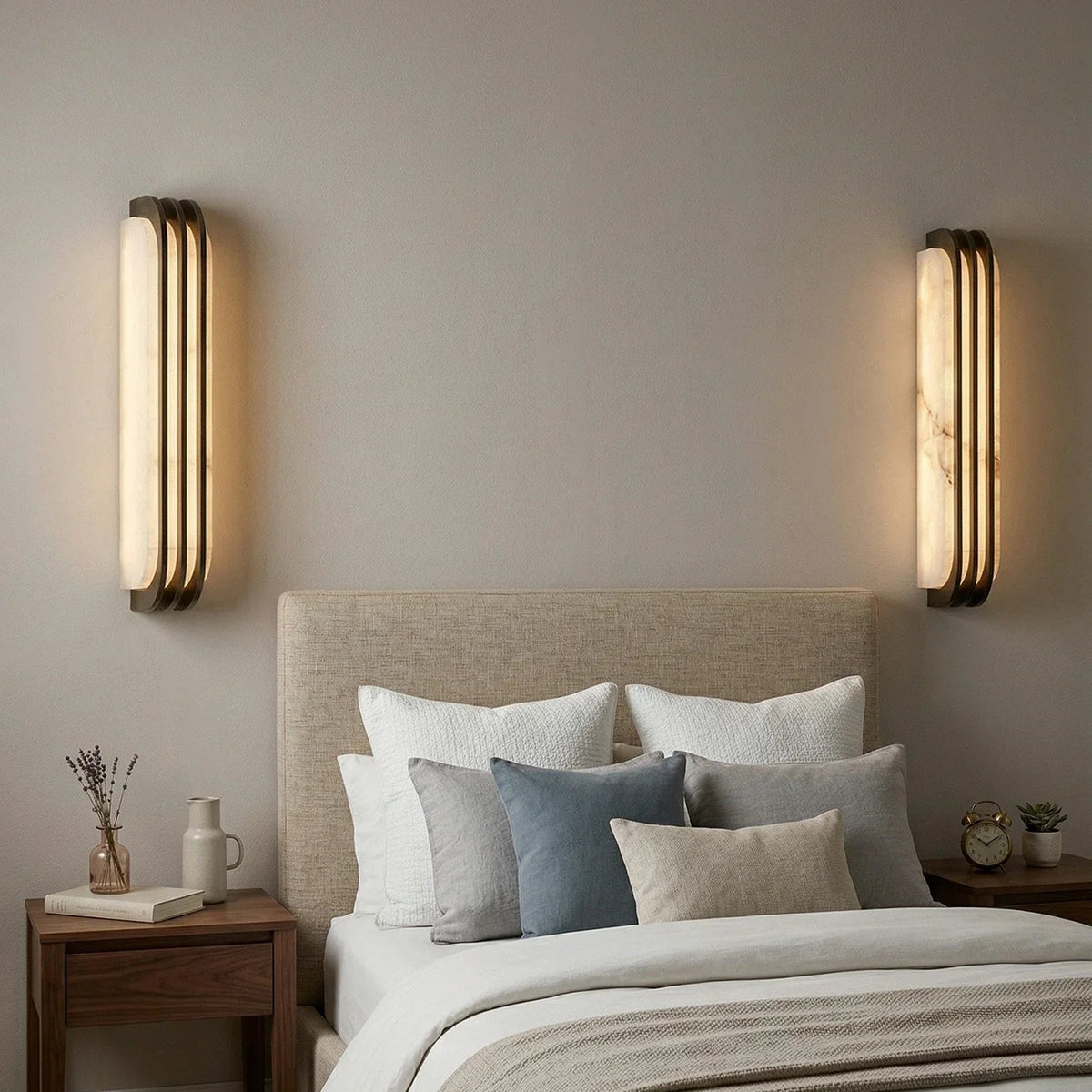 Virex Layered Wall Sconce in alabaster for Hallway by AUVIELIGHT