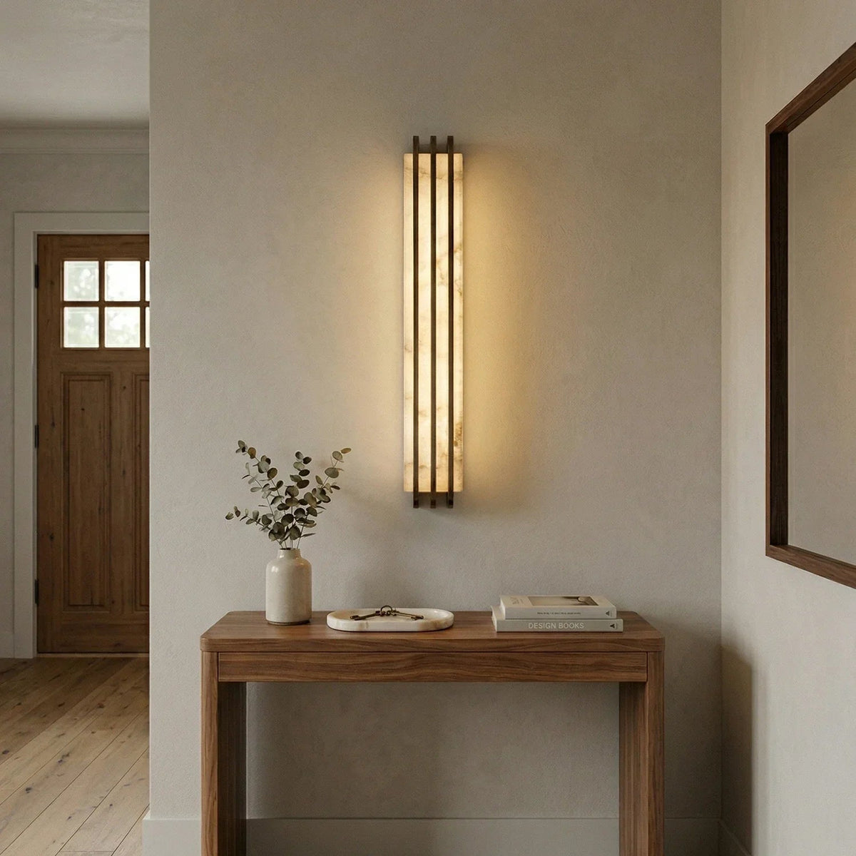 Virex Layered Wall Sconce in alabaster for Hallway by AUVIELIGHT