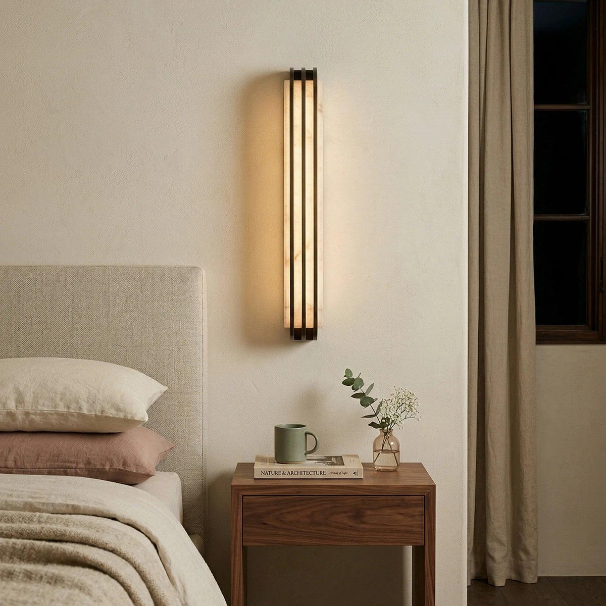 Virex Layered Wall Sconce in alabaster for Hallway by AUVIELIGHT