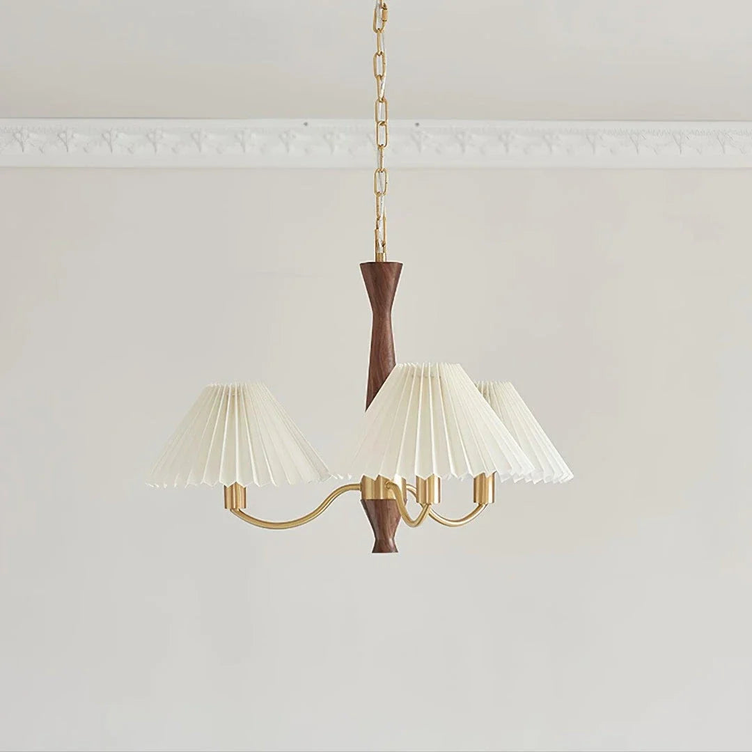 Pleated Chandelier in walnut for Dining Room by AUVIELIGHT