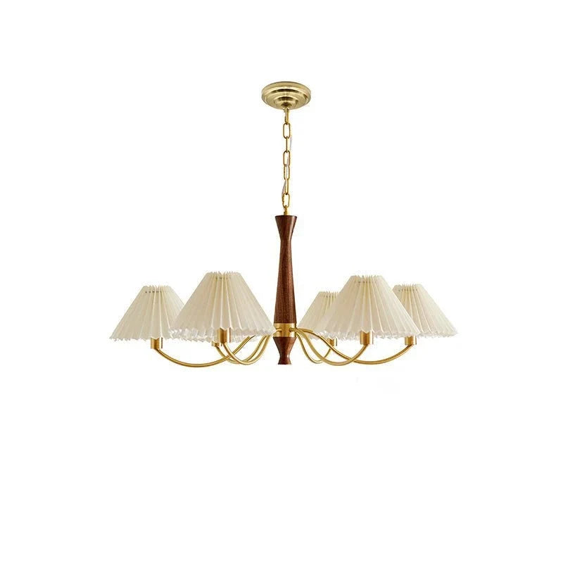 Pleated Chandelier in walnut for Dining Room by AUVIELIGHT