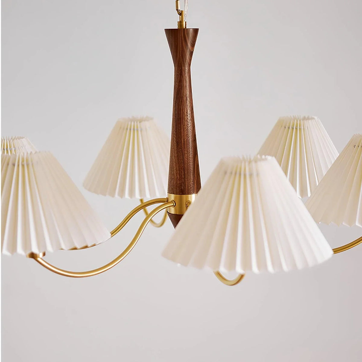 Pleated Chandelier in walnut for Dining Room by AUVIELIGHT
