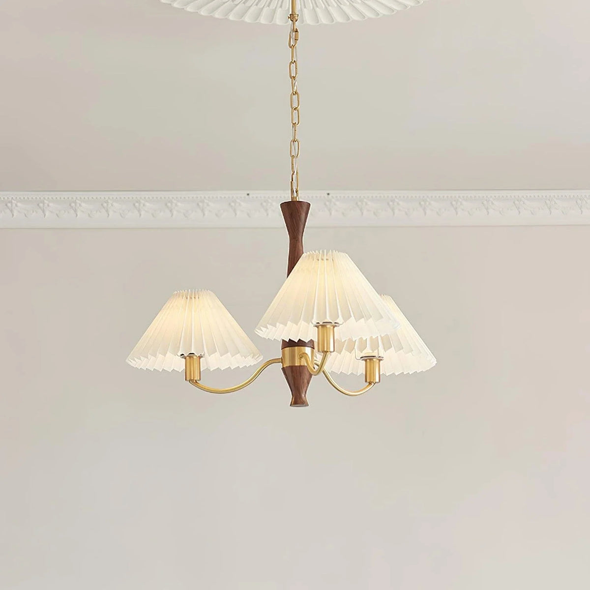 Pleated Chandelier in walnut for Dining Room by AUVIELIGHT